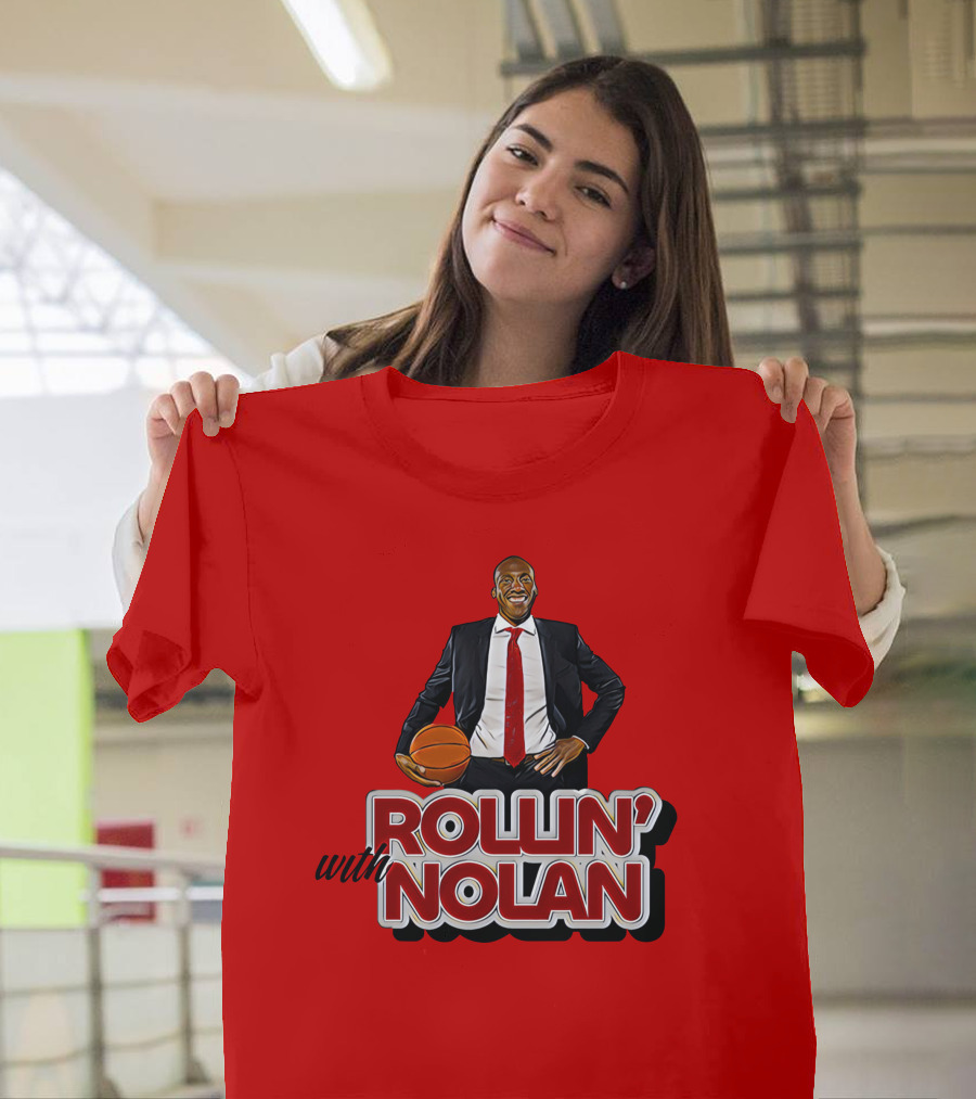 Rollin’ With Nolan Basketball Suit And Tie RedBackground T-Shirt