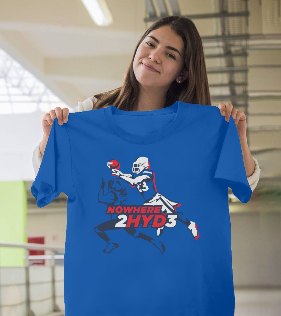 NOWHERE 2HYD3 Football Player Catching Action T-Shirt