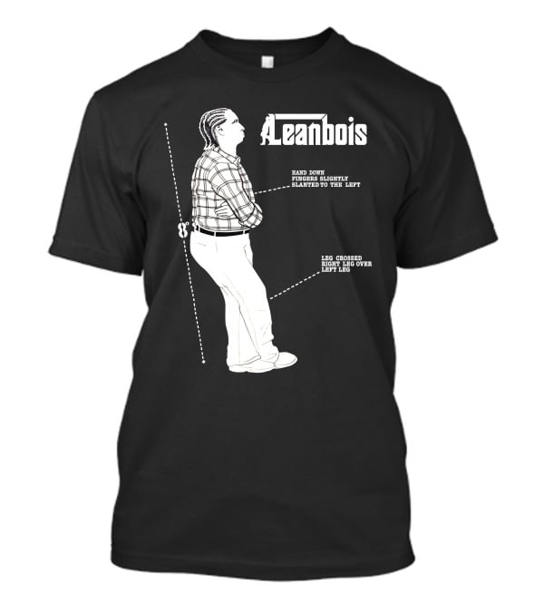 Leanbois Hand Down Fingers Slanted To The Left With Leg Crossed Right Over Left T-Shirt