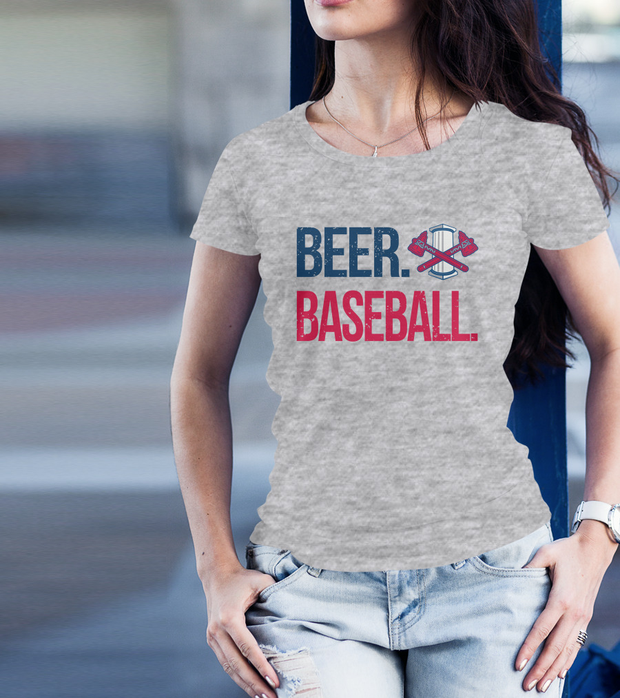 BEER. BASEBALL. Crossed Axes Emblem T-Shirt