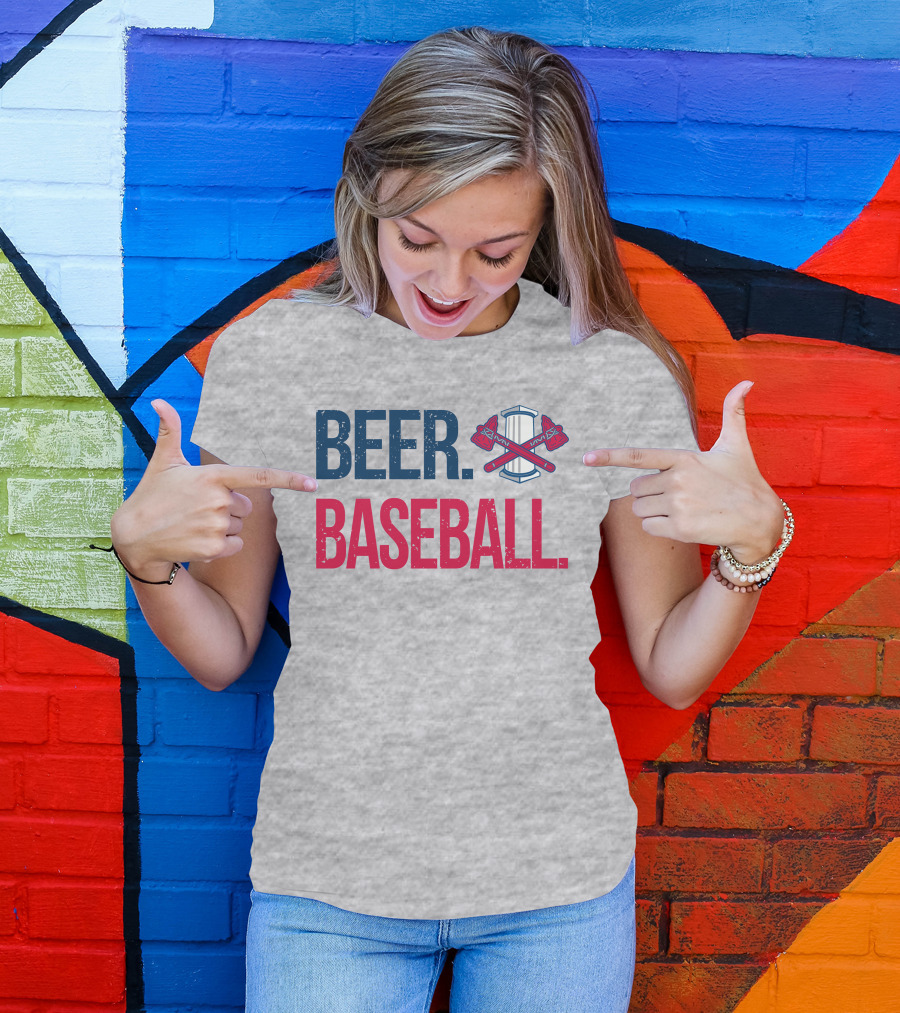 BEER. BASEBALL. Crossed Axes Emblem T-Shirt