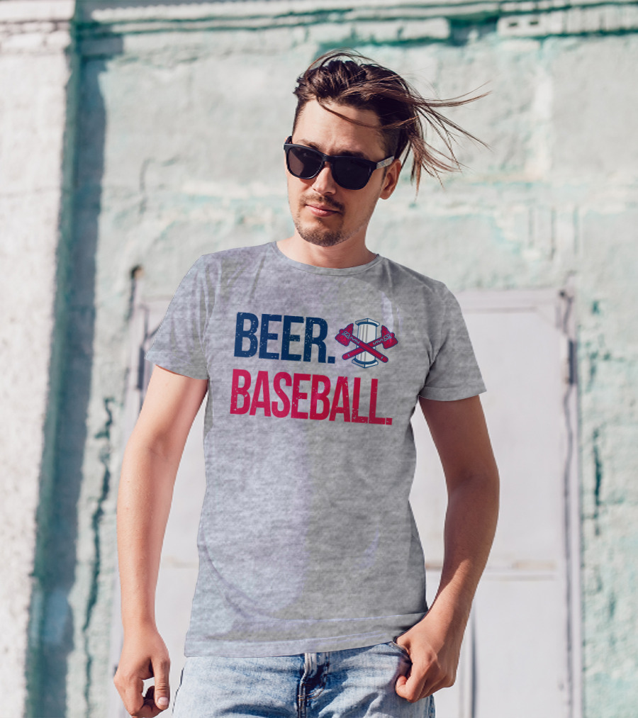 BEER. BASEBALL. Crossed Axes Emblem T-Shirt