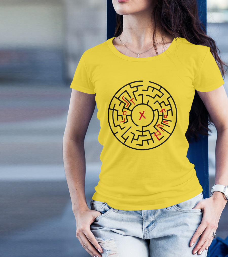 Lost People Found Myself Maze Design Yellow Background T-Shirt