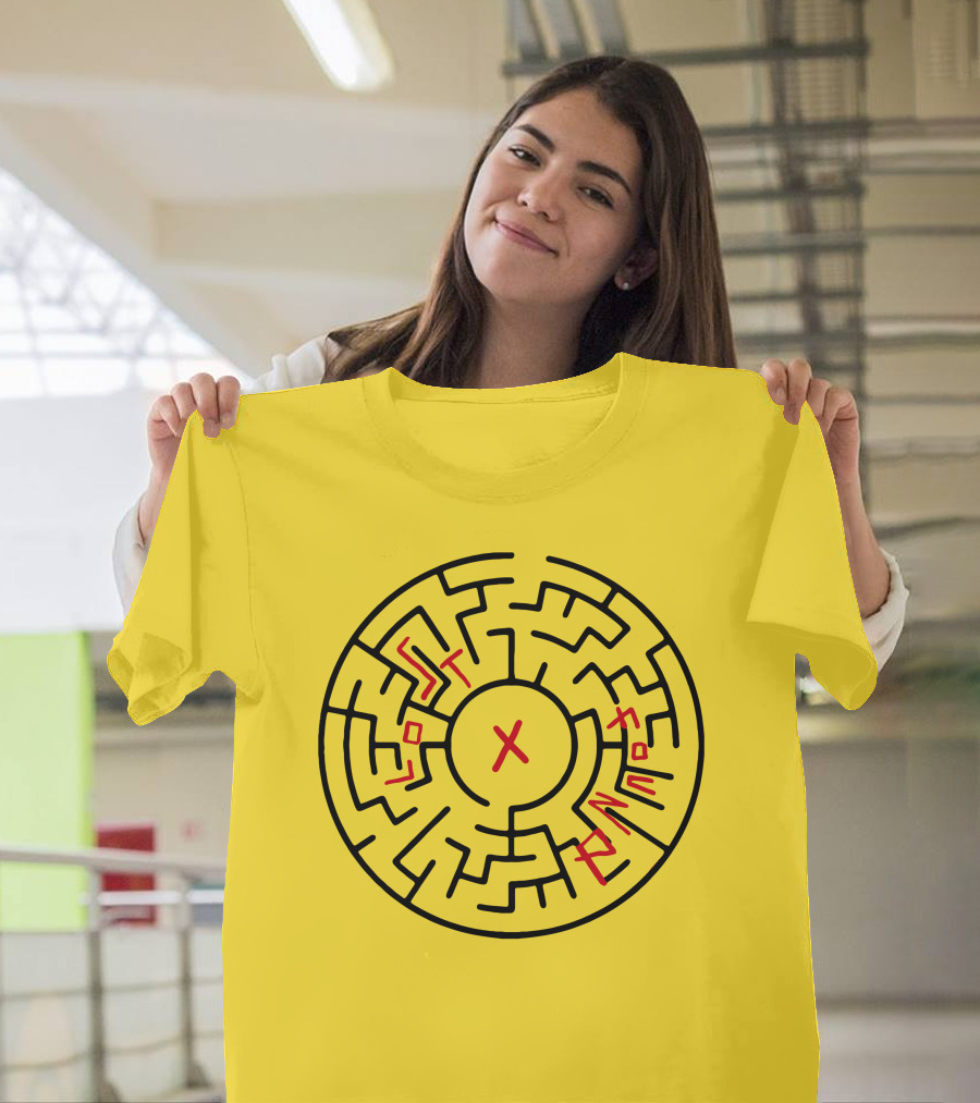 Lost People Found Myself Maze Design Yellow Background T-Shirt