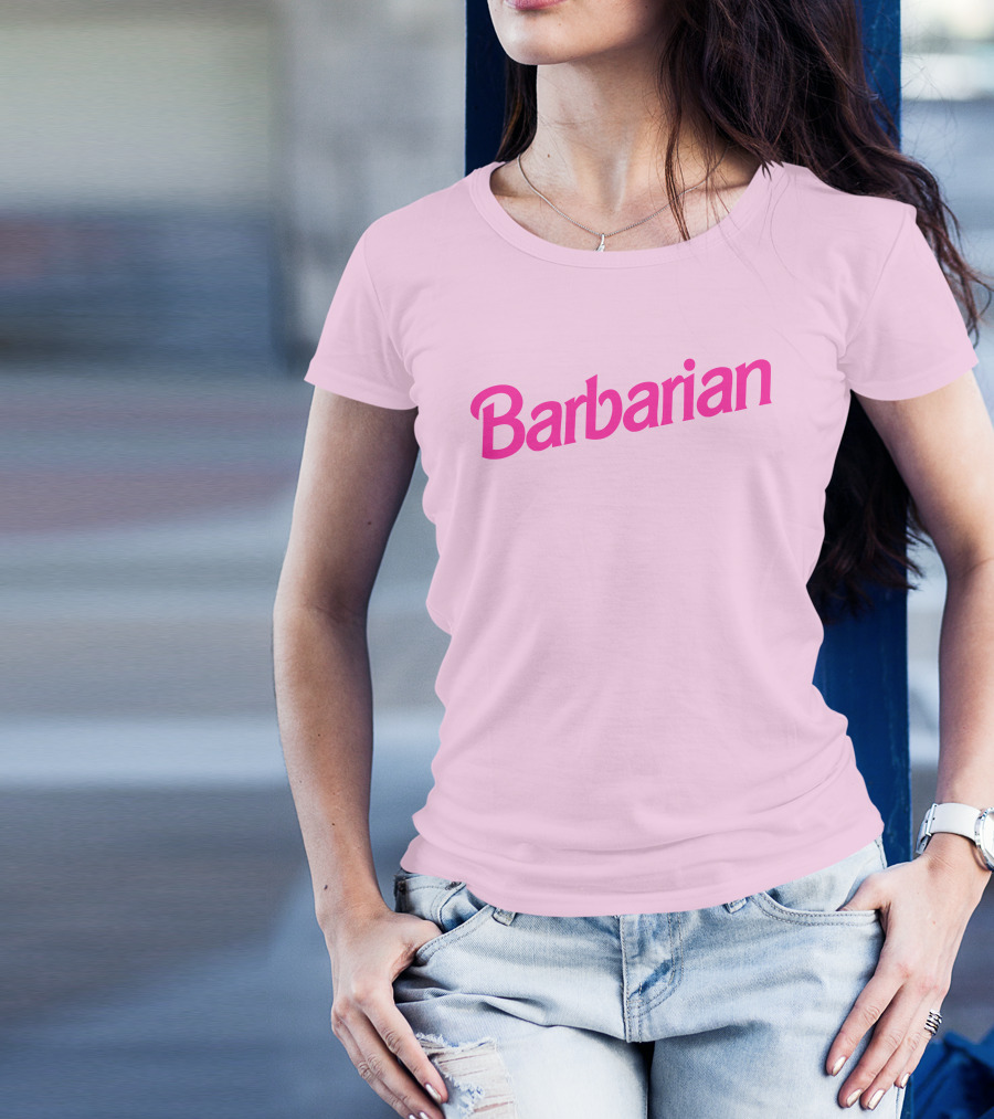 Barbarian Barbie Pink Font T-Shirt