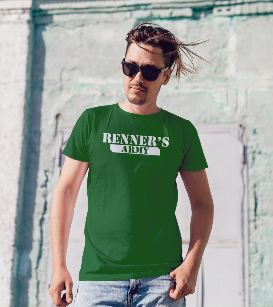 Renner’s Army Bold Green Military Inspired Text T-Shirt