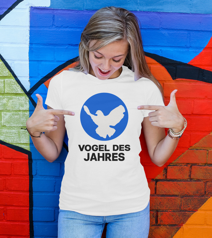 Vogel Des Jahres Columbidae Doves Silhouette In Blue Circle T-Shirt