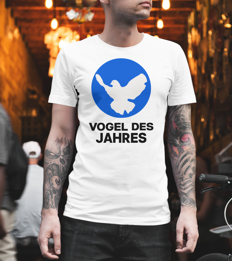 Vogel Des Jahres Columbidae Doves Silhouette In Blue Circle T-Shirt