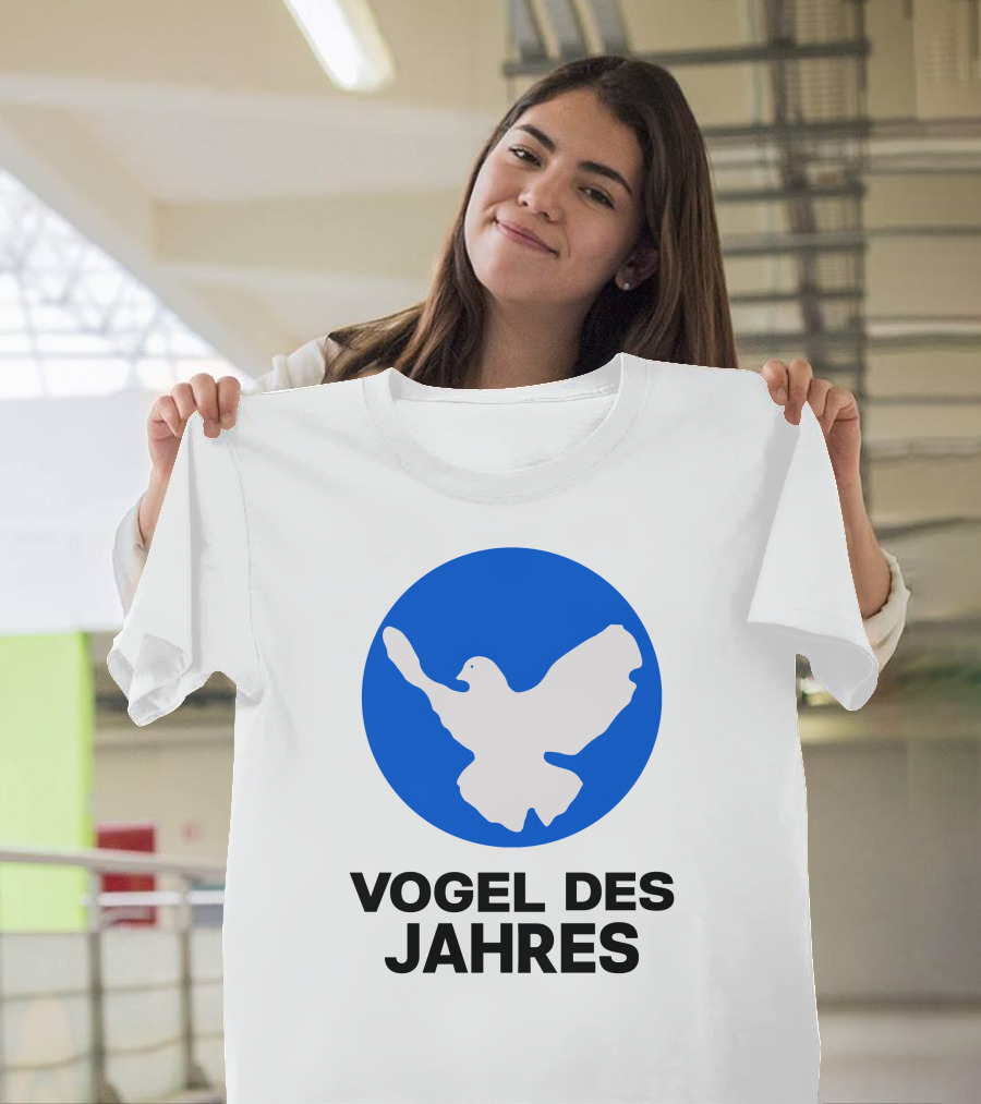 Vogel Des Jahres Columbidae Doves Silhouette In Blue Circle T-Shirt