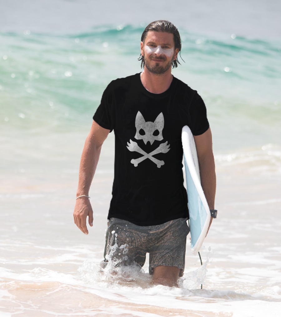 Neon Cat Skull And Crossbones Speed T-Shirt