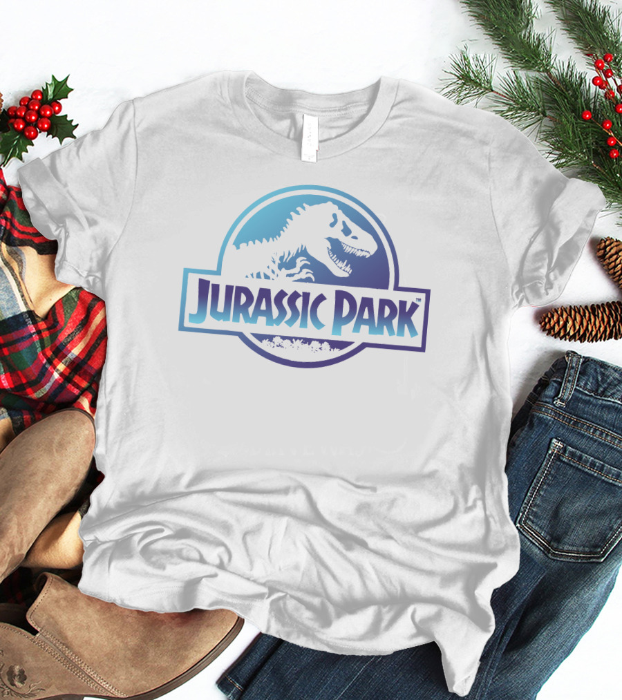 Jurassic Park Dinosaur Logo Blue And White T-Shirt
