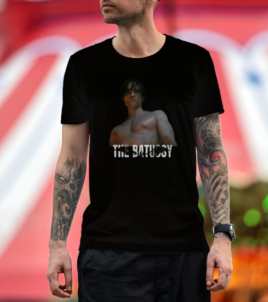 Artpattinsons The Batussy Bold Text Topless Figure T-Shirt