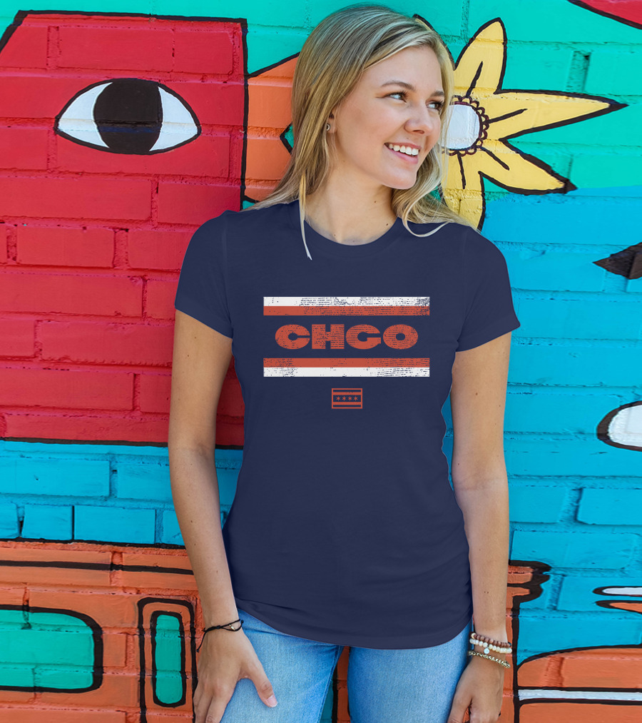 Brenda Webber CHGO Midway Chicago Flag Stripes T-Shirt