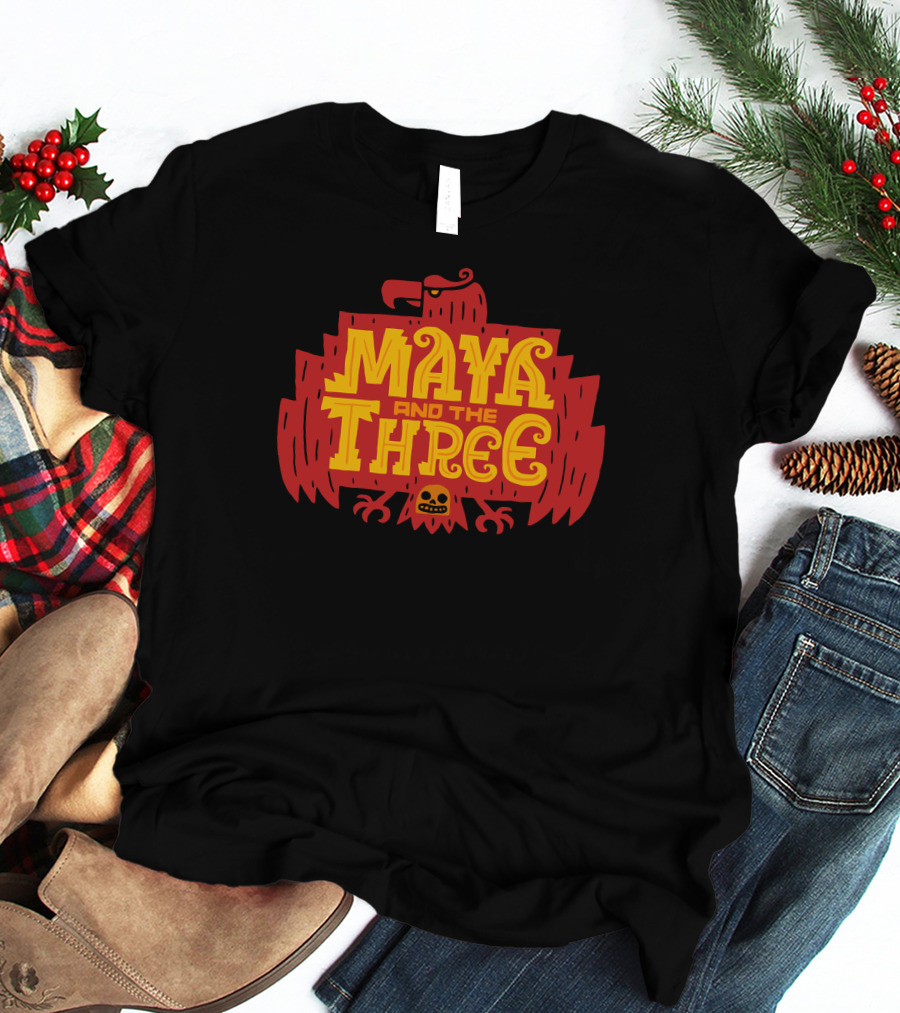 Maya And The Three Aztec-Inspired Red Eagle Emblem T-Shirt
