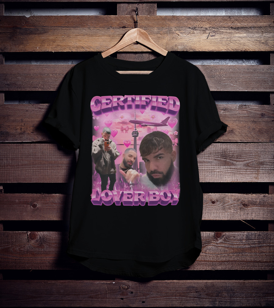 Certified Lover Boy Drake Toronto Skyline Hearts Pink Airplane Aesthetic T-Shirt