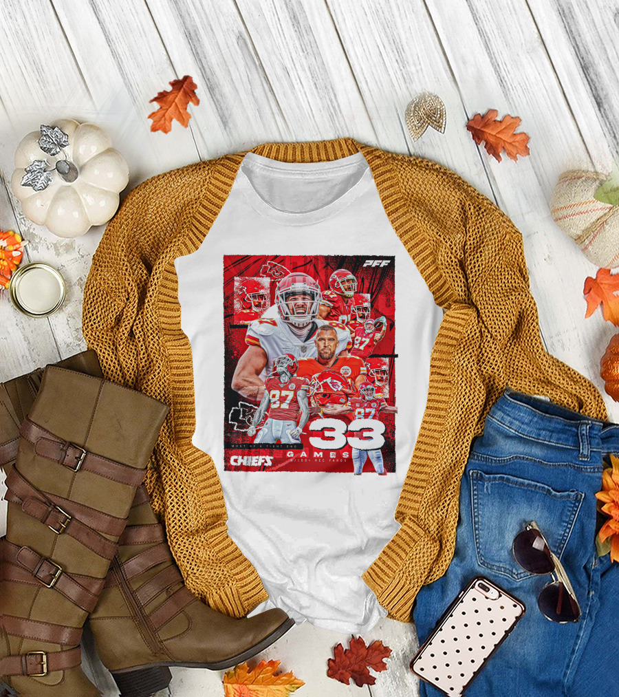 Chiefs Tight End Record 33 Games PFF Highlights T-Shirt