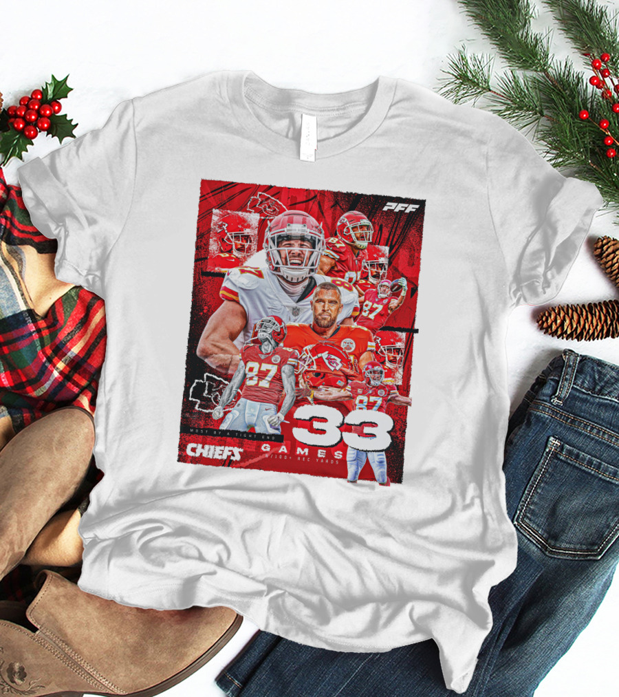 Chiefs Tight End Record 33 Games PFF Highlights T-Shirt