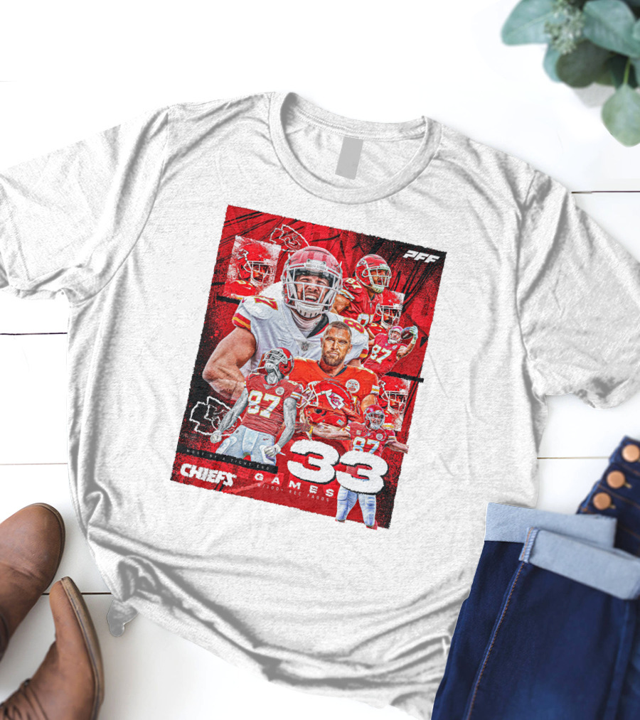 Chiefs Tight End Record 33 Games PFF Highlights T-Shirt