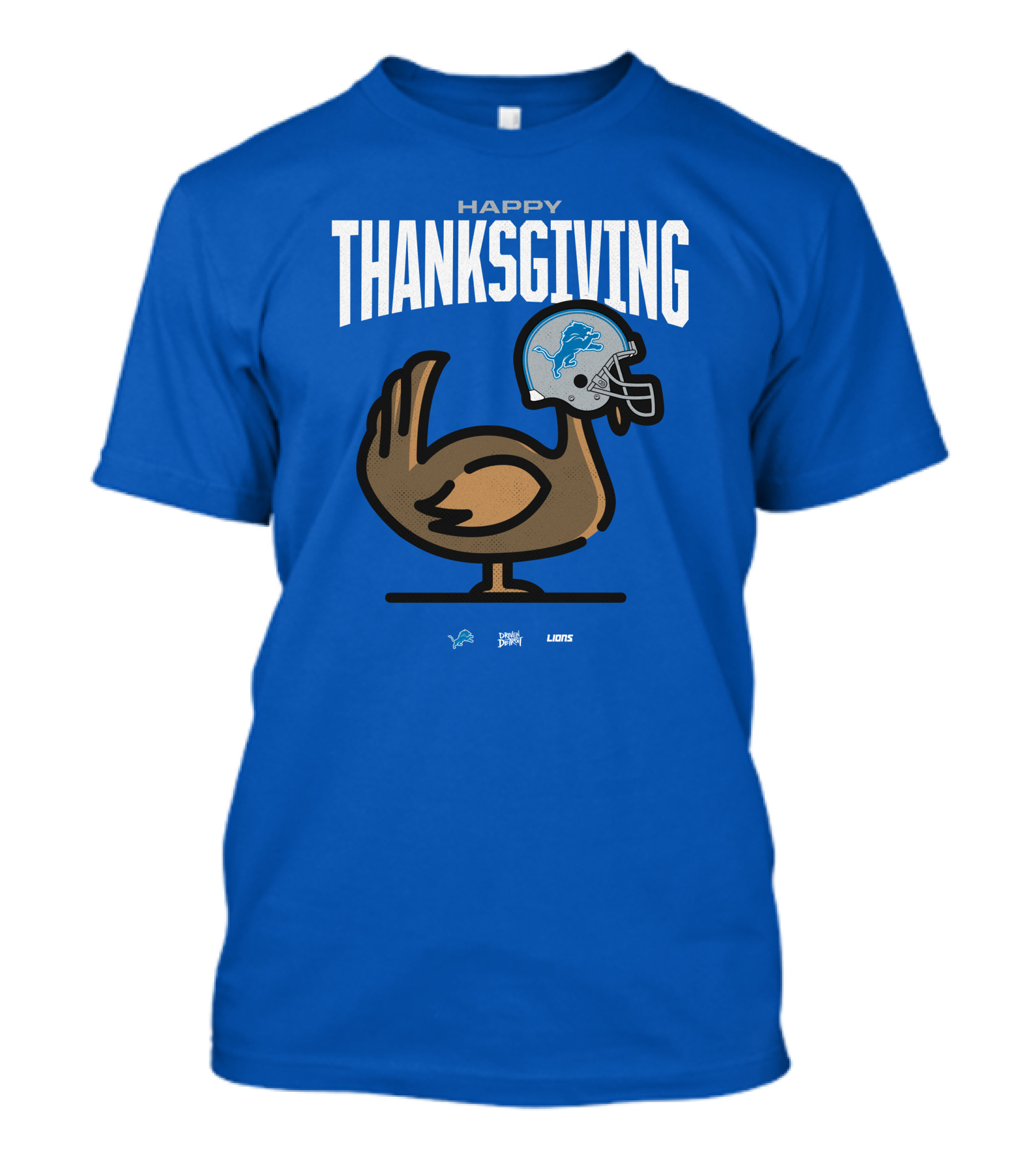 Detroit Lions Happy Thanksgiving Turkey Helmet Thanksgiving T-Shirt
