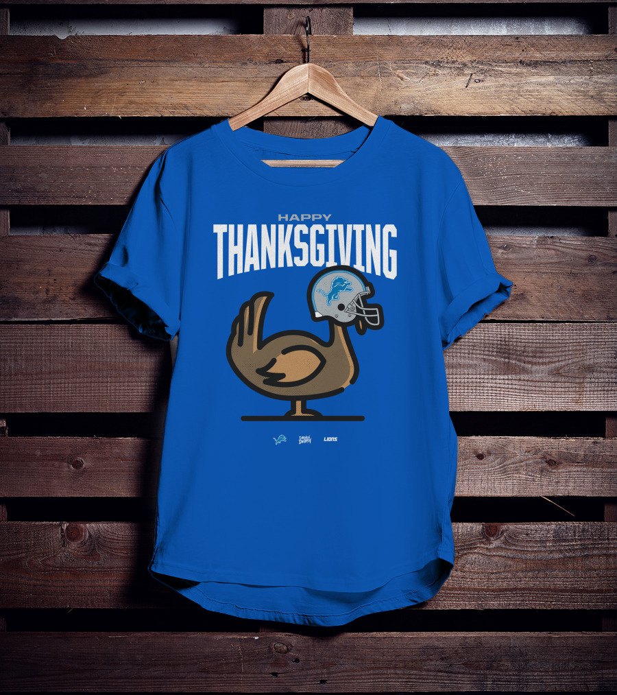 Detroit Lions Happy Thanksgiving Turkey Helmet Thanksgiving T-Shirt