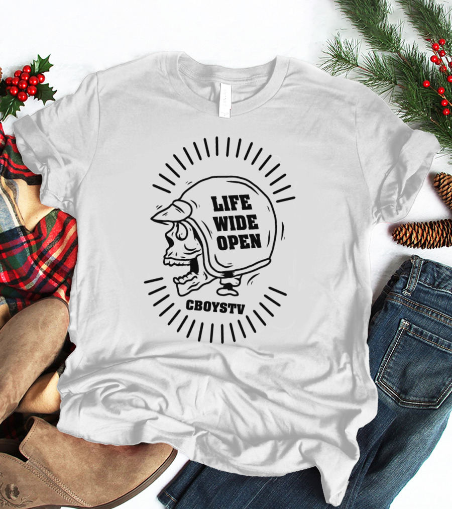 Life Wide Open Skull Helmet Cboystv T-Shirt