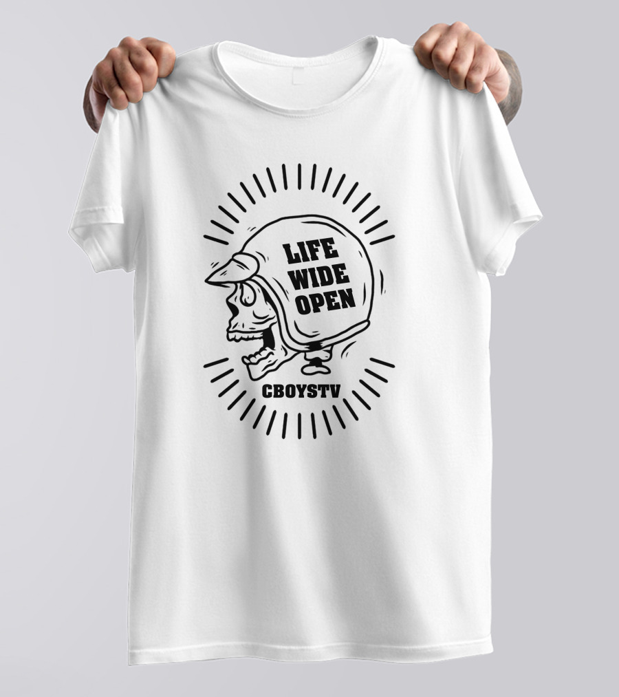Life Wide Open Skull Helmet Cboystv T-Shirt