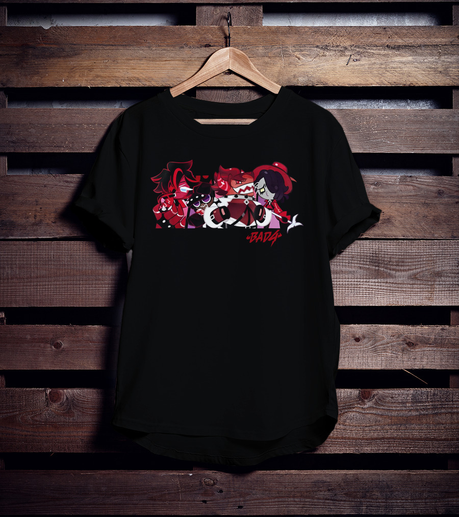 Bad4 Acid Dark Cartoon Characters Group Red And Black T-Shirt