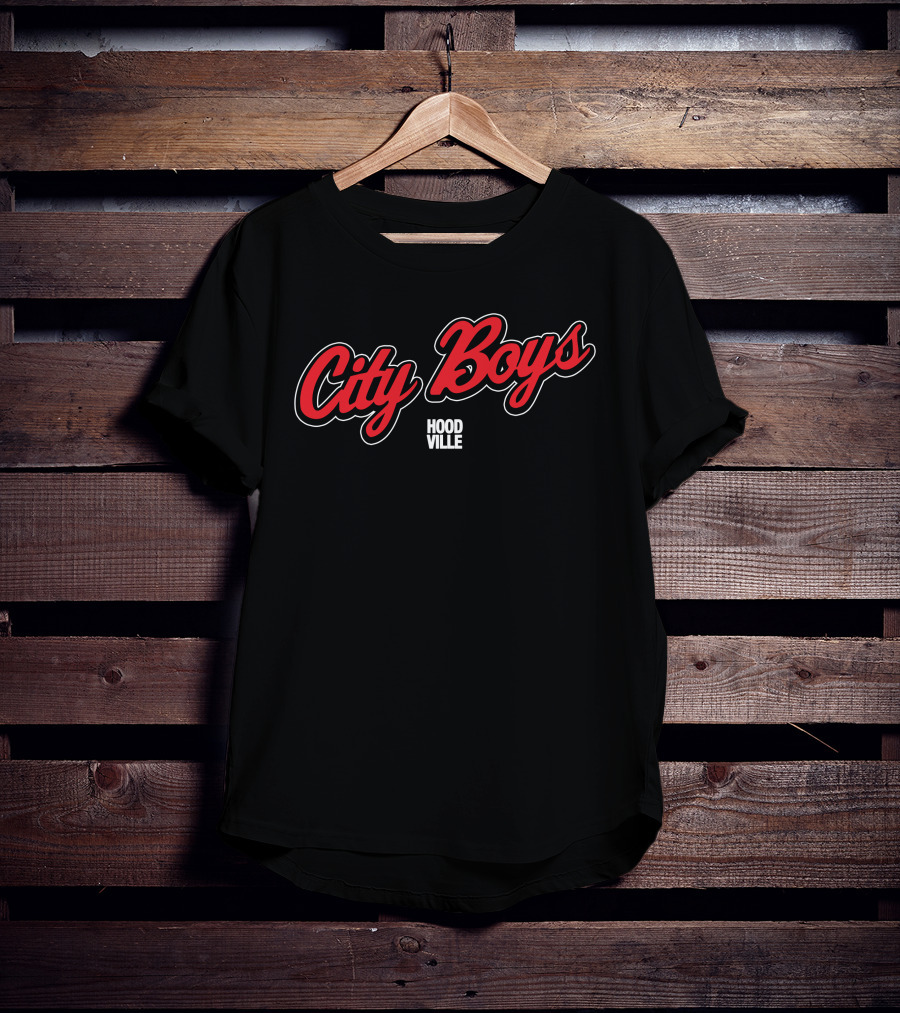 City Boys Hoodville Red Script Urban T-Shirt