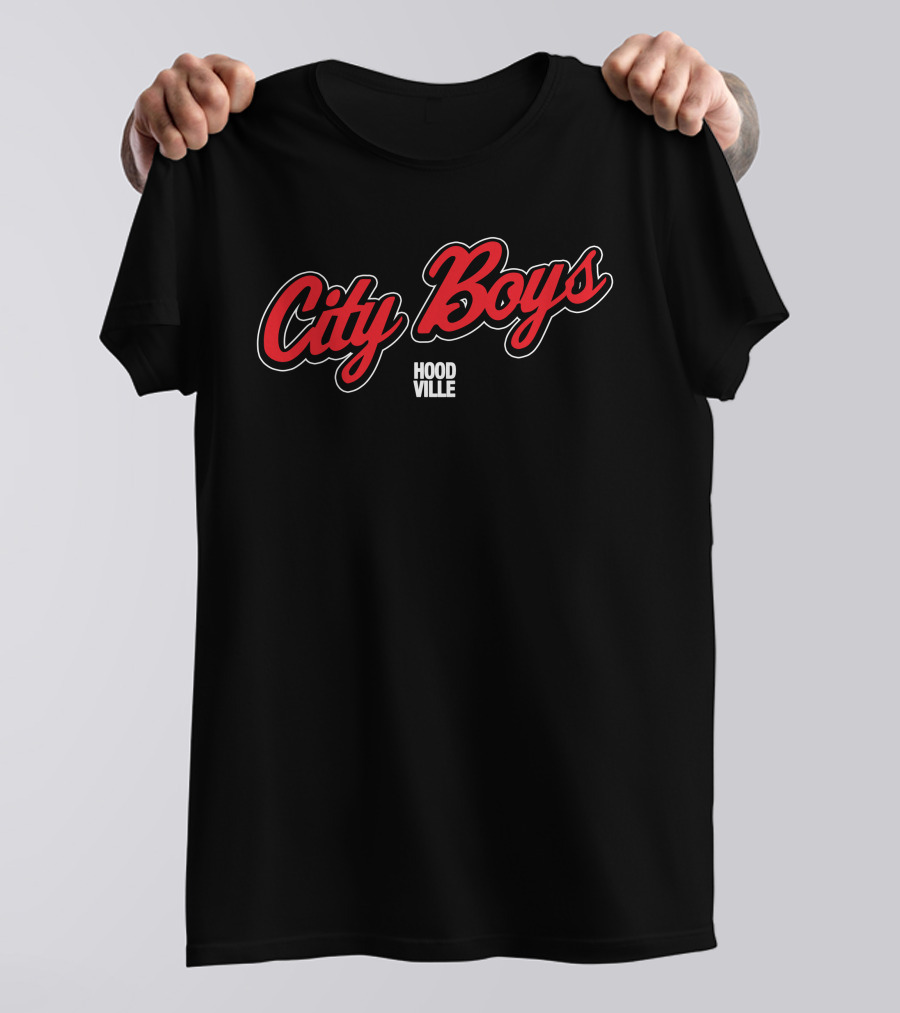 City Boys Hoodville Red Script Urban T-Shirt