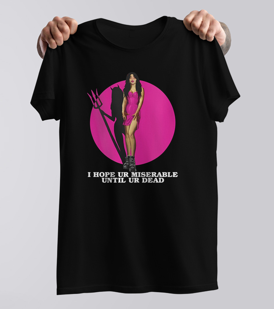 I Hope Ur Miserable Until Ur Dead Pink Devil Woman T-Shirt