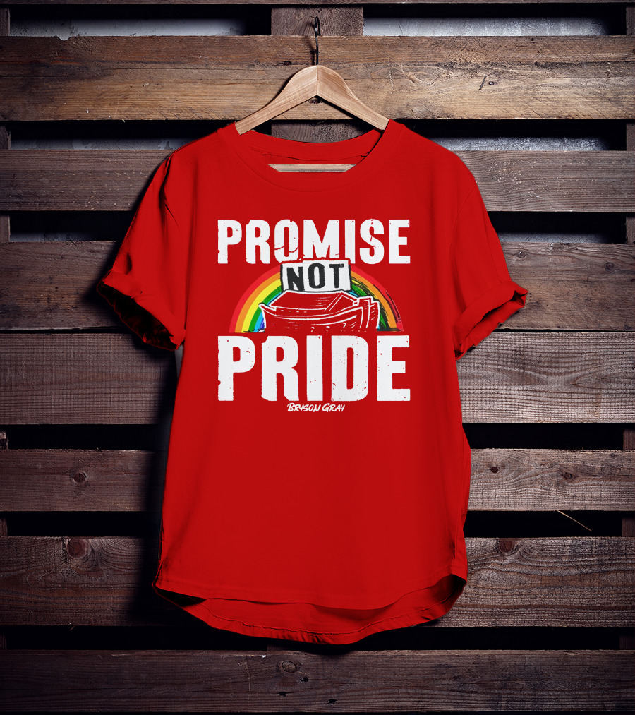 Promise Not Pride Noah's Ark Rainbow Bryson Gray T-Shirt