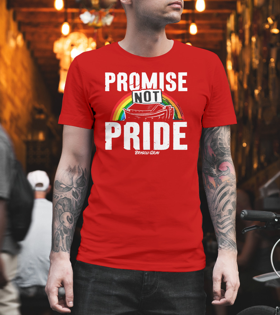 Promise Not Pride Noah's Ark Rainbow Bryson Gray T-Shirt