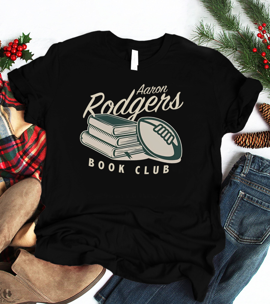 Pat McAfee Show Aaron Rodgers Book Club Football Stack T-Shirt