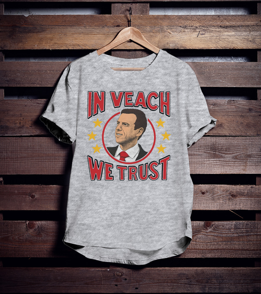 In Veach We Trust Red Tie Portrait With Yellow Stars T-Shirt