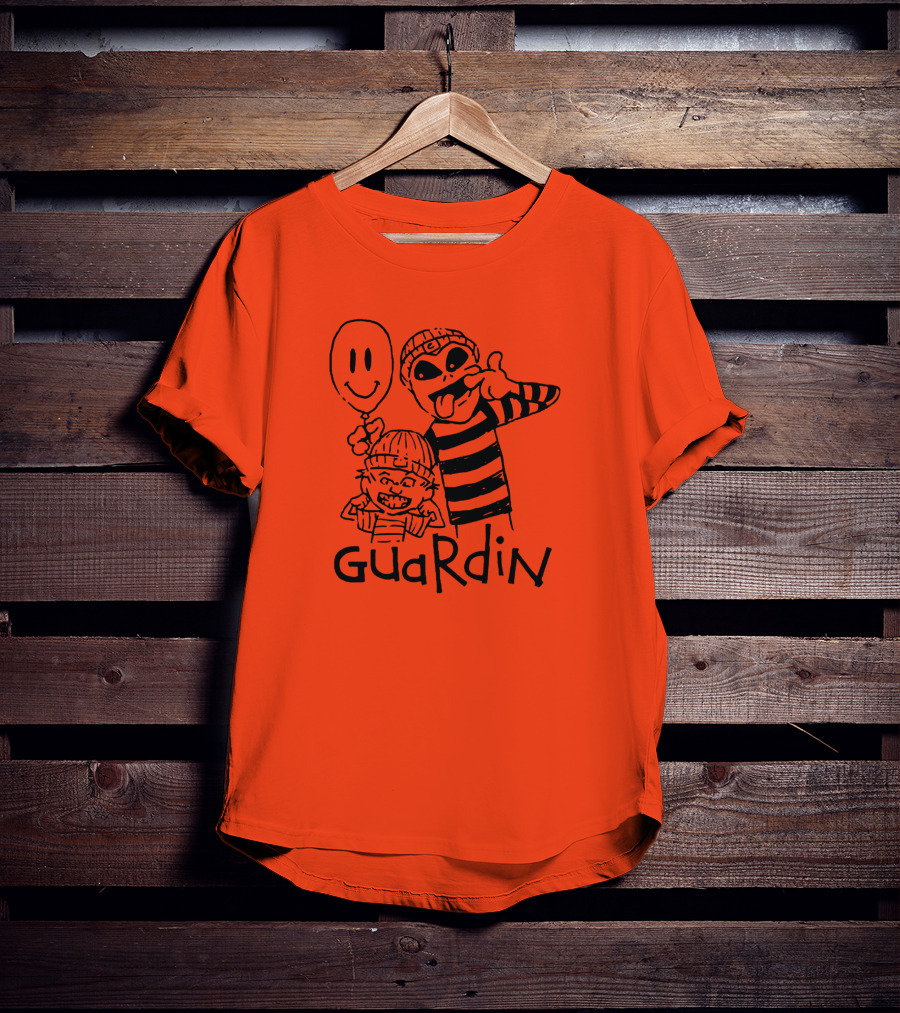 Calvin And Hobbs Guardin Graffiti Style Mischief Balloon T-Shirt