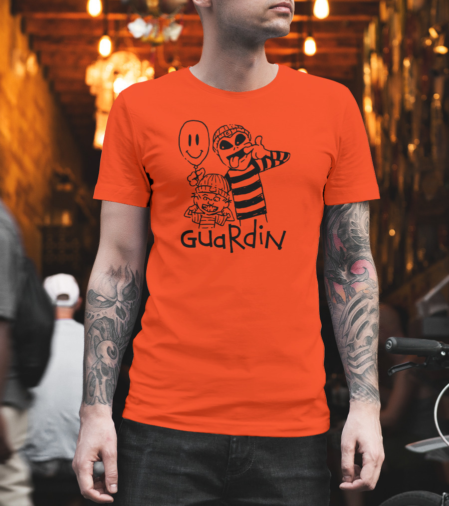 Calvin And Hobbs Guardin Graffiti Style Mischief Balloon T-Shirt