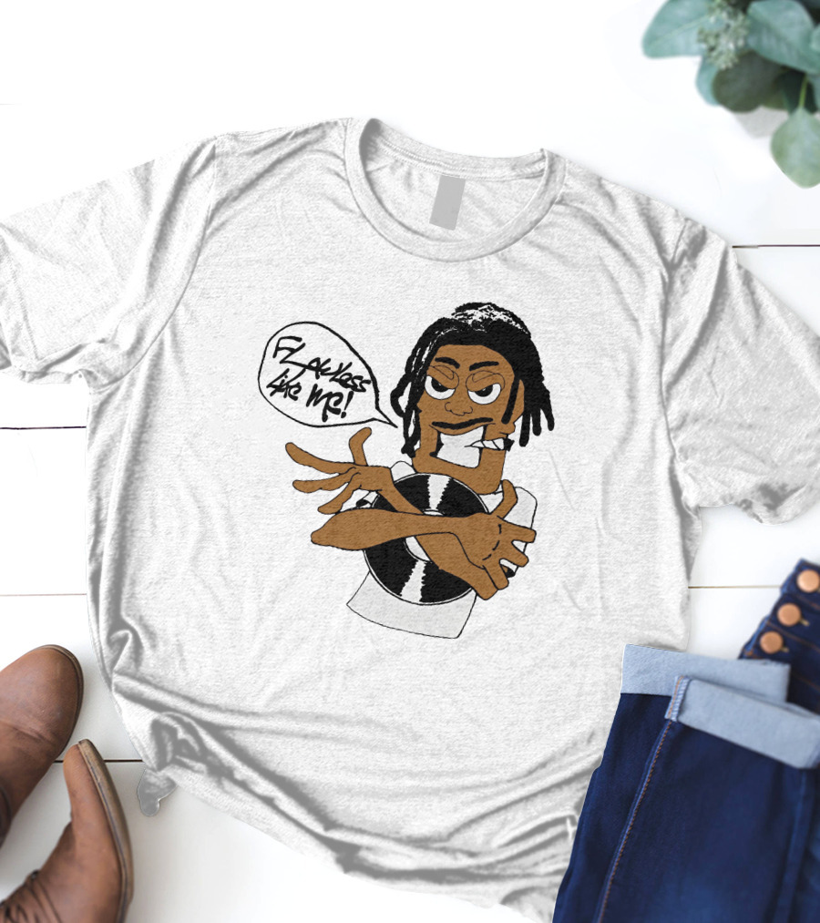 Flawless Like Me Vinyl Graphic Character With Crossed Arms And Vinyl Record T-Shirt