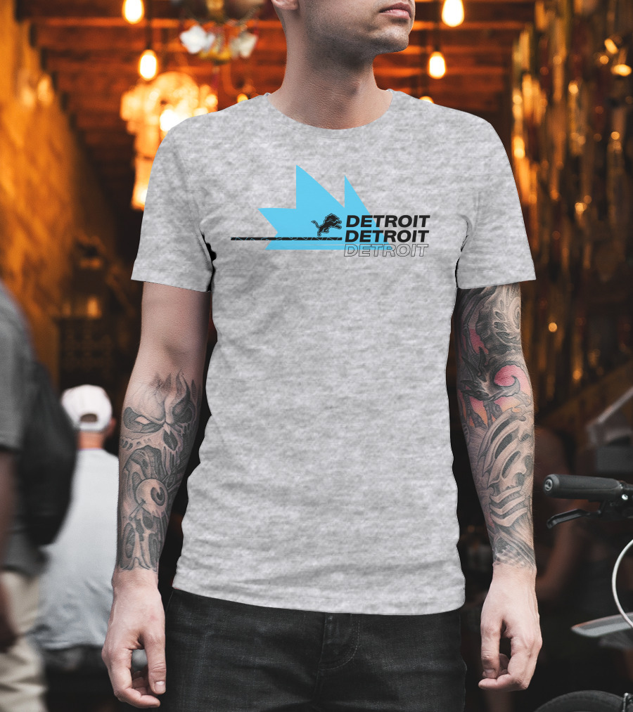 Ninja X Detroit Lions Midwest Blue Lion Emblem T-Shirt