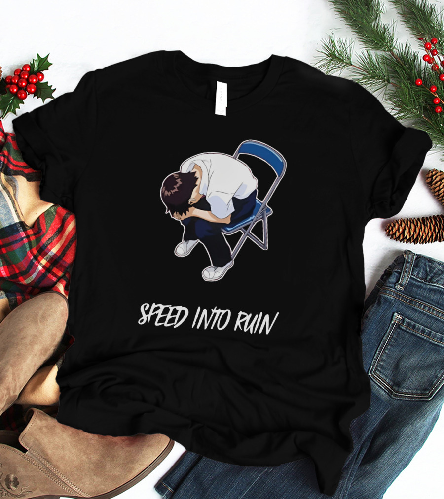 Speed Into Ruin Anime Guy On Folding Chair T-Shirt