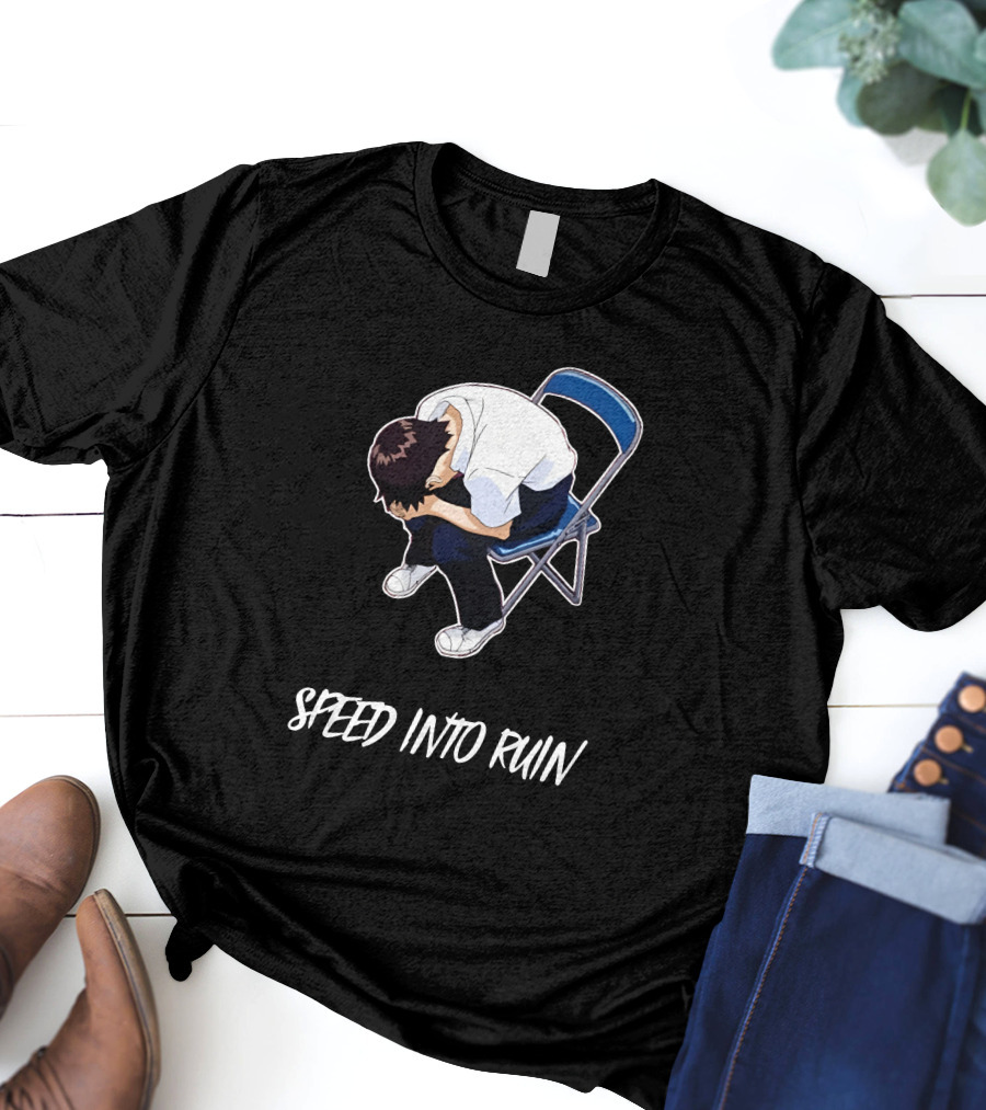 Speed Into Ruin Anime Guy On Folding Chair T-Shirt