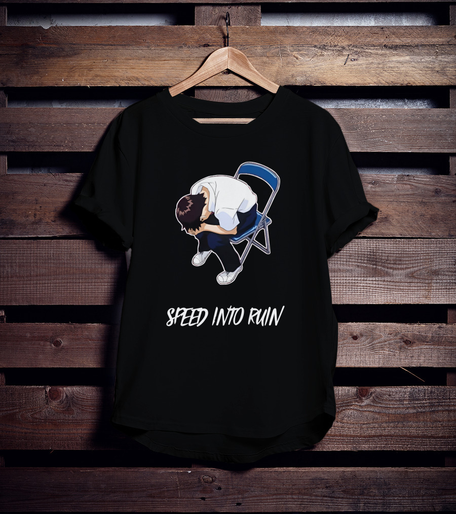 Speed Into Ruin Anime Guy On Folding Chair T-Shirt