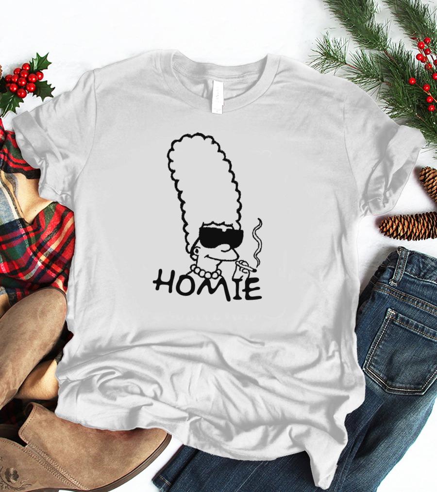 Marge Simpson Homie Smoking With Sunglasses T-Shirt