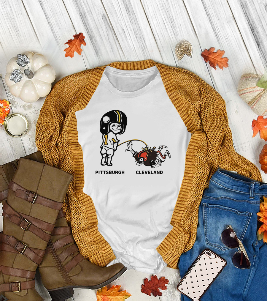 Yinzers Pittsburgh Cleveland Football Rivalry Cartoon T-Shirt