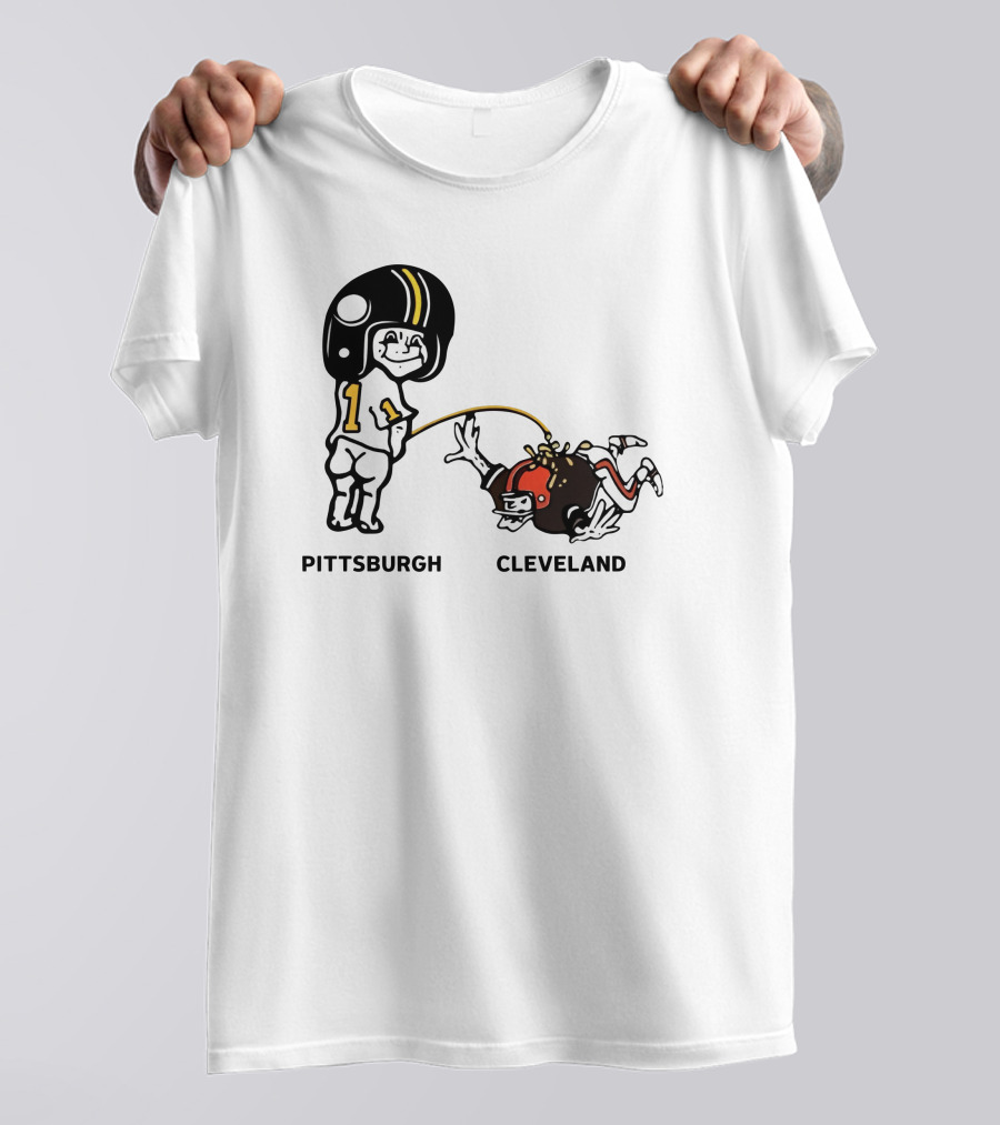 Yinzers Pittsburgh Cleveland Football Rivalry Cartoon T-Shirt