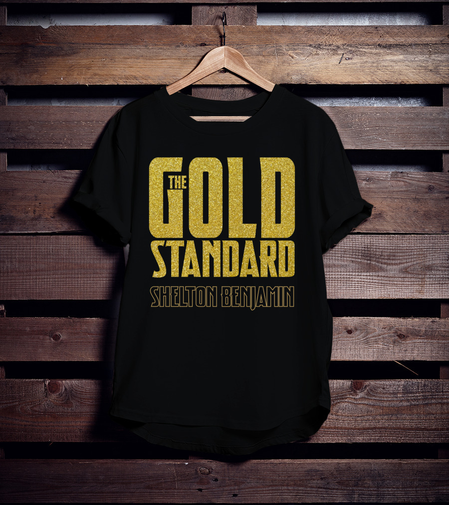 The Gold Standard Shelton Benjamin Gold Lettering T-Shirt