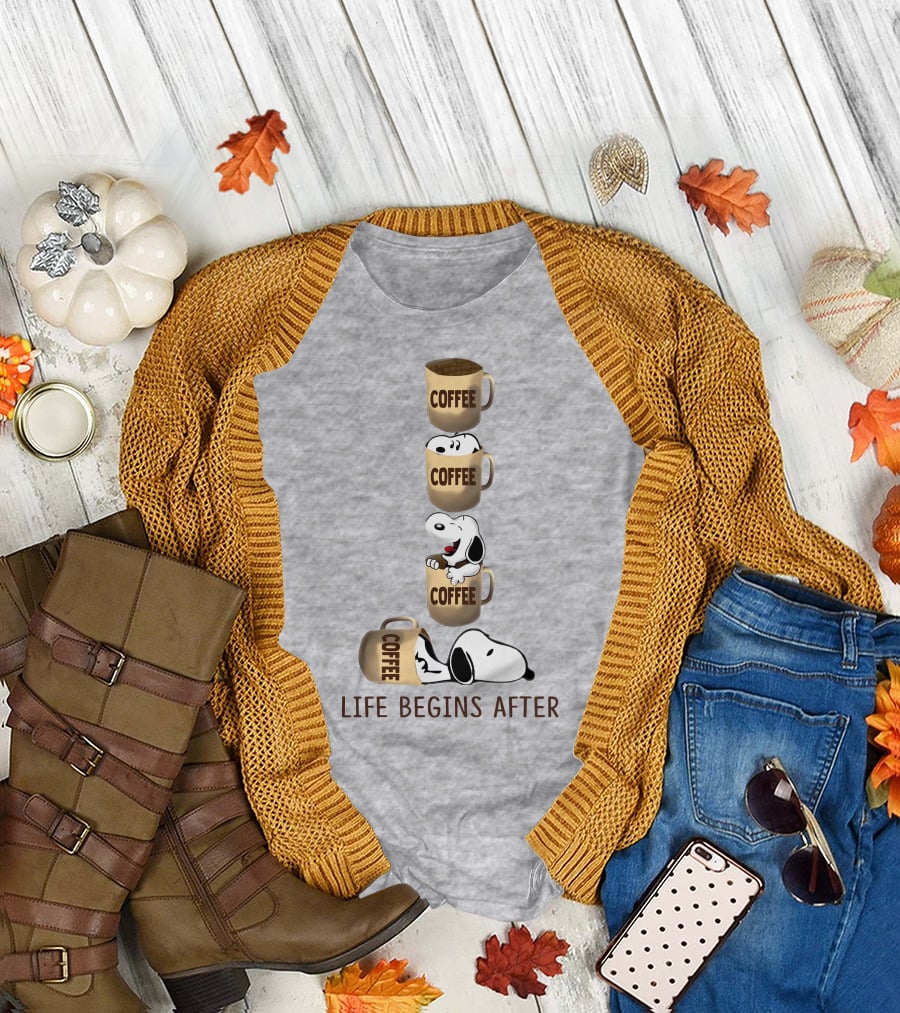 Life Begins After Coffee Snoopy Peanuts Mugs T-Shirt