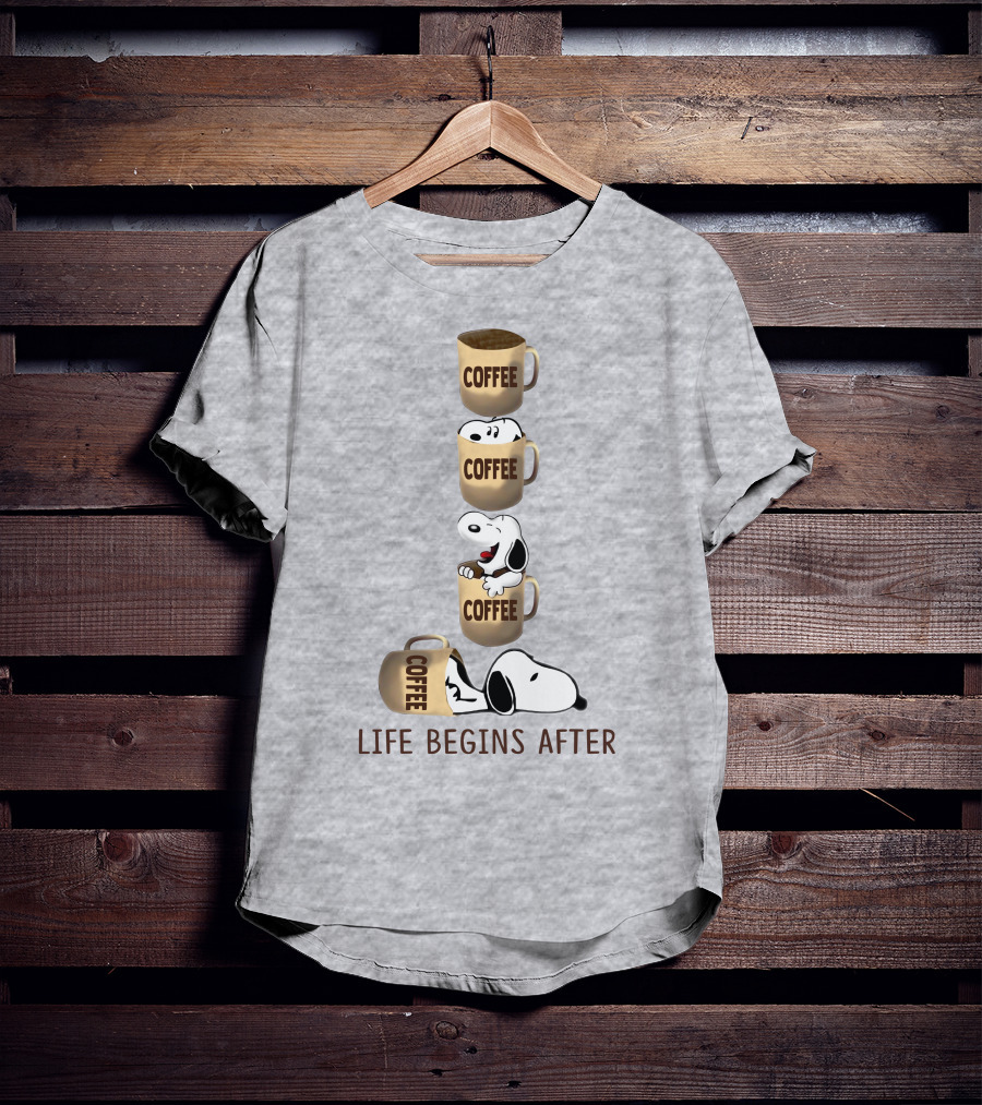 Life Begins After Coffee Snoopy Peanuts Mugs T-Shirt