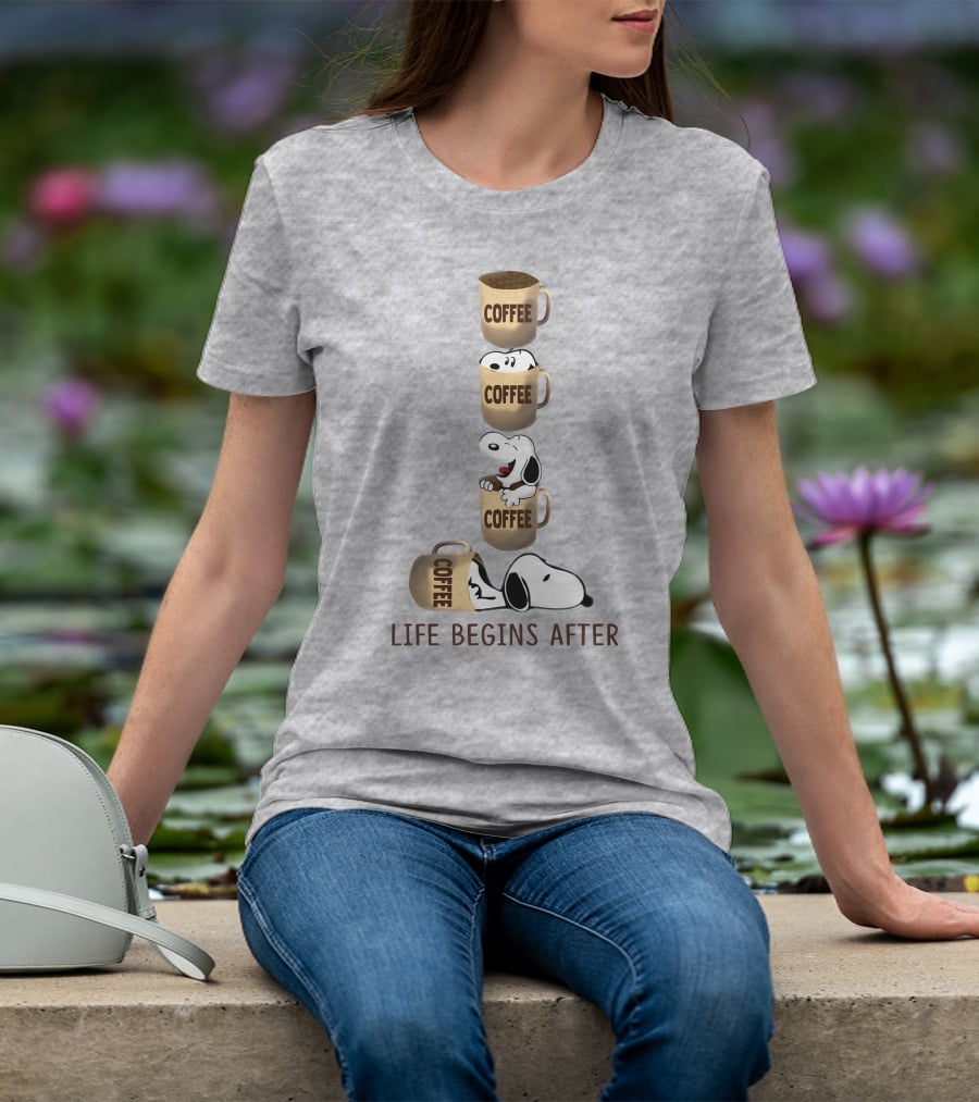 Life Begins After Coffee Snoopy Peanuts Mugs T-Shirt