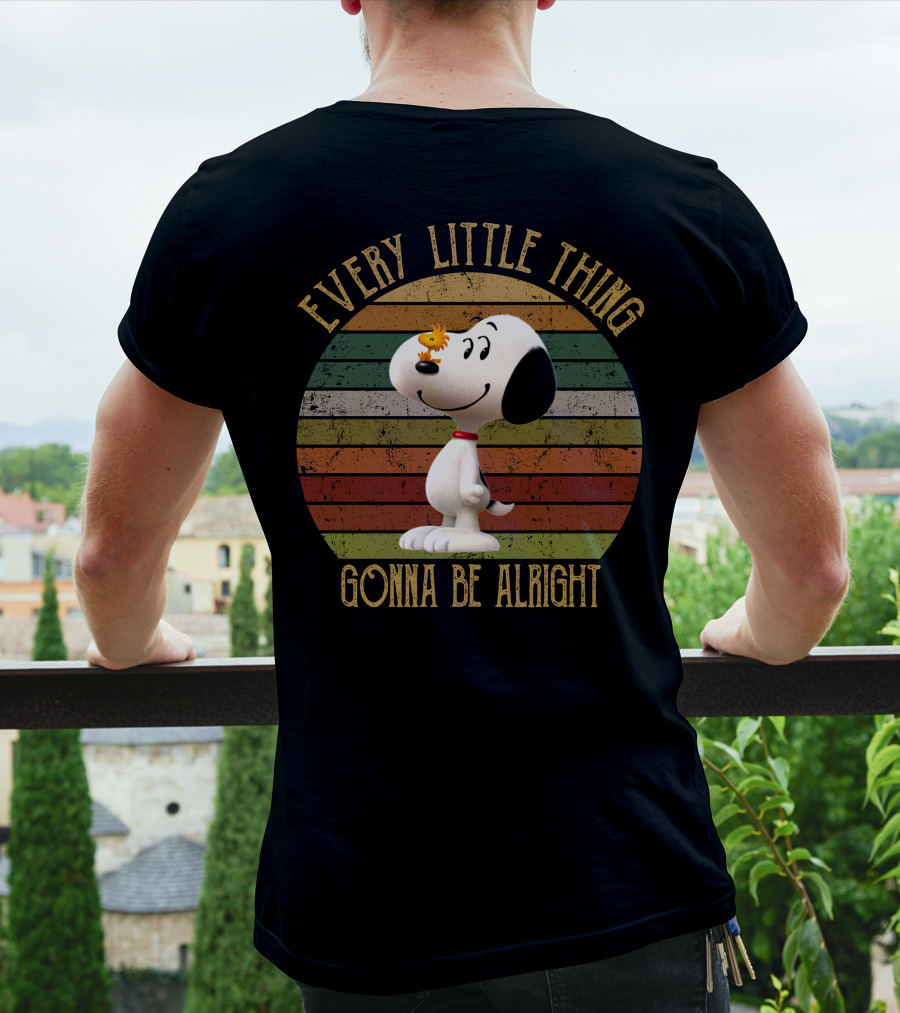 Every Little Thing Gonna Be Alright Snoopy Woodstock Vintage Circle T-Shirt
