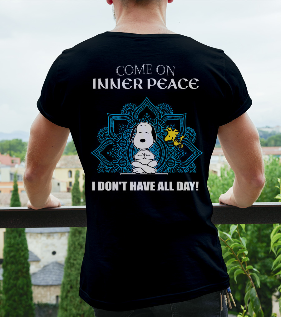 Come On Inner Peace I Don't Have All Day Snoopy And Woodstock Lotus Mandala T-Shirt